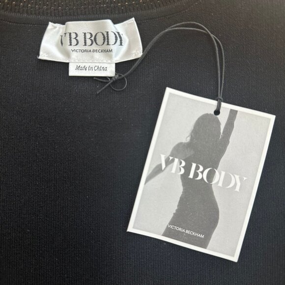 Victoria Beckham Body Conscious Cap Sleeve Fitted Knit Mini Dress in Black - Picture 7 of 12